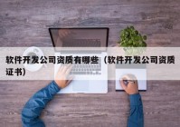 软件开发公司资质有哪些（软件开发公司资质证书）