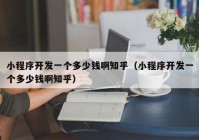 小程序开发一个多少钱啊知乎（小程序开发一个多少钱啊知乎）